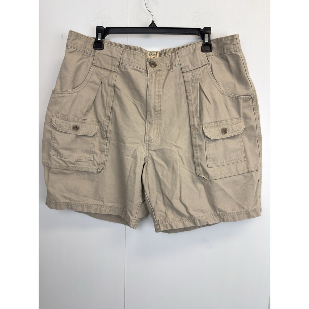 Red Head Beachcomber Cargo Shorts Khaki Mens 40 Classic Canvas 7" Inseam Elastic